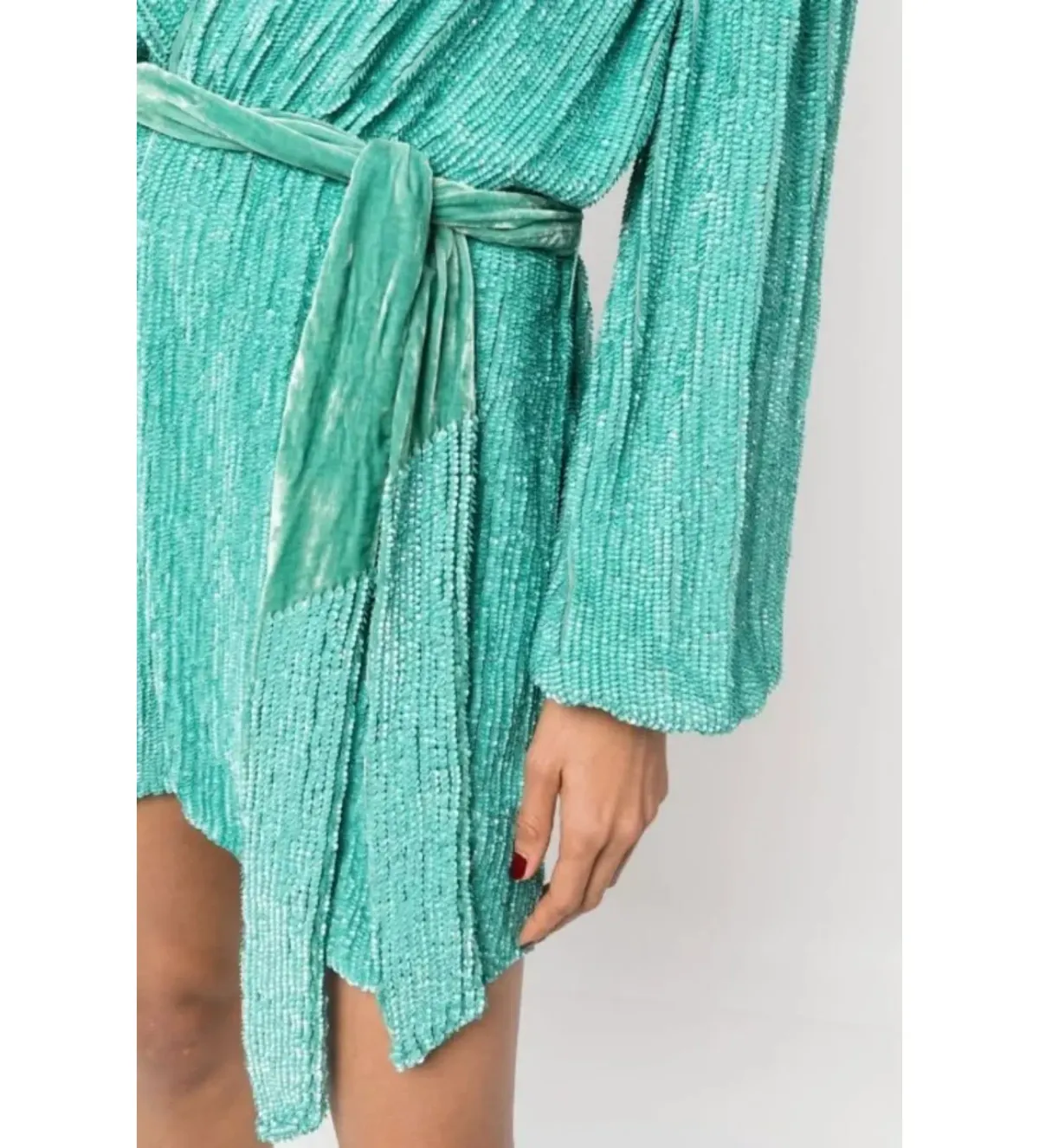 Retrofête Grace Sequin Mini Dress Green Size S/UK 8 - Image 3