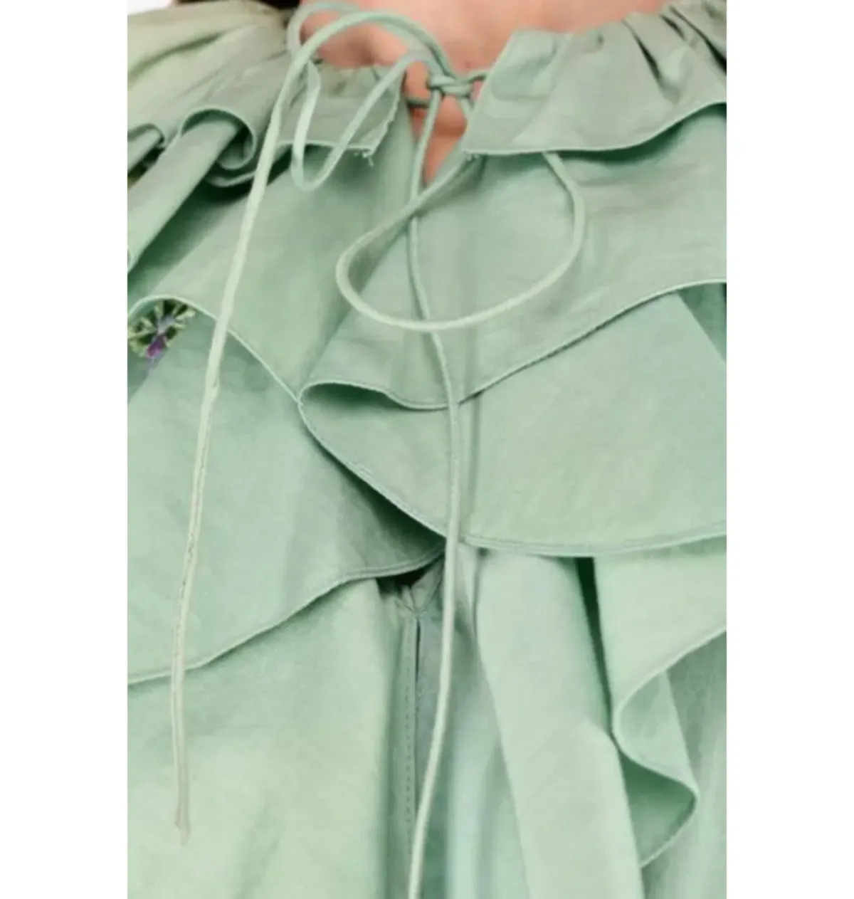 Temperley London Spellbound Smocked Top Green Size 10 - Image 3