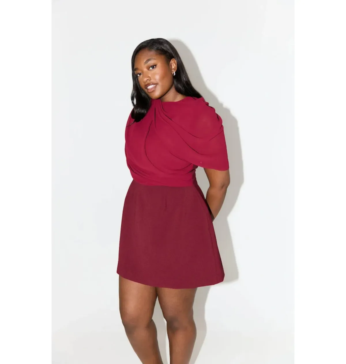 Odd Muse Ultimate Muse Gathered Mini Dress in Bordeaux Size UK 12 - Image 5