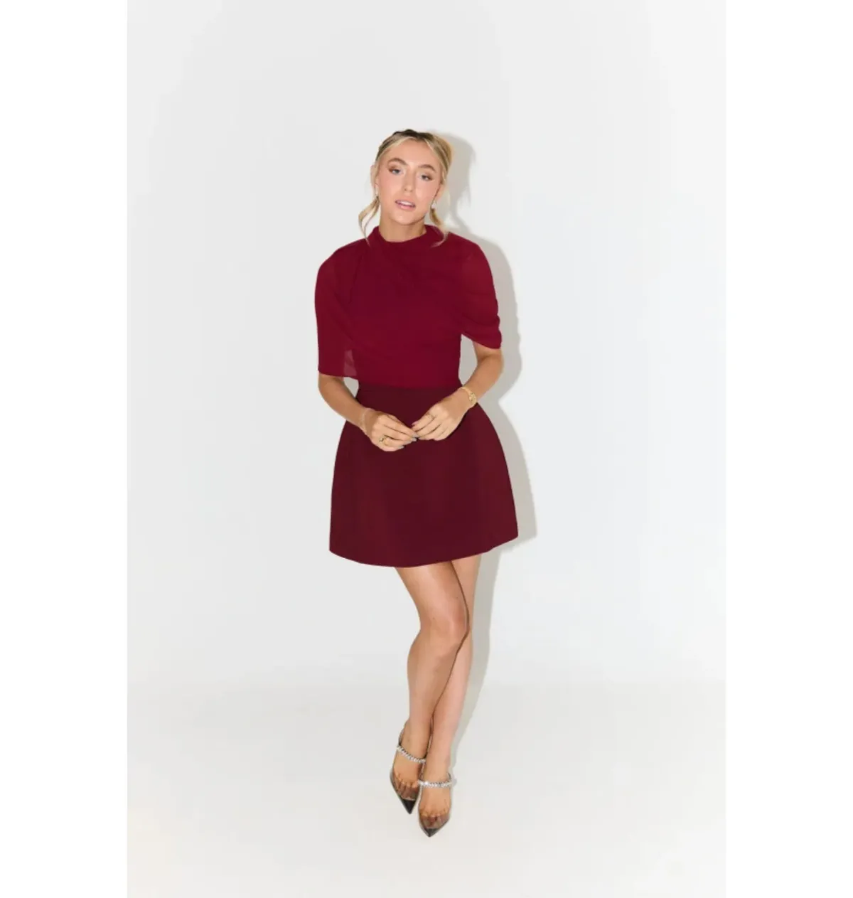 Odd Muse Ultimate Muse Gathered Mini Dress in Bordeaux Size UK 12 - Image 1