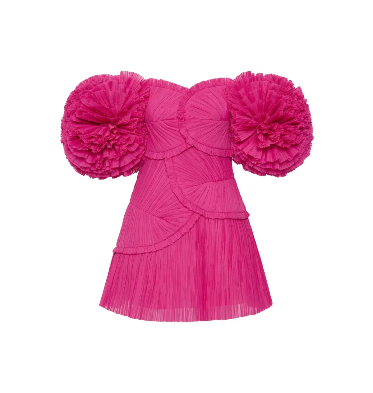 Aje Crystallise Pleated Mini Dress Fuchsia Rose Size UK 12  - Image 4