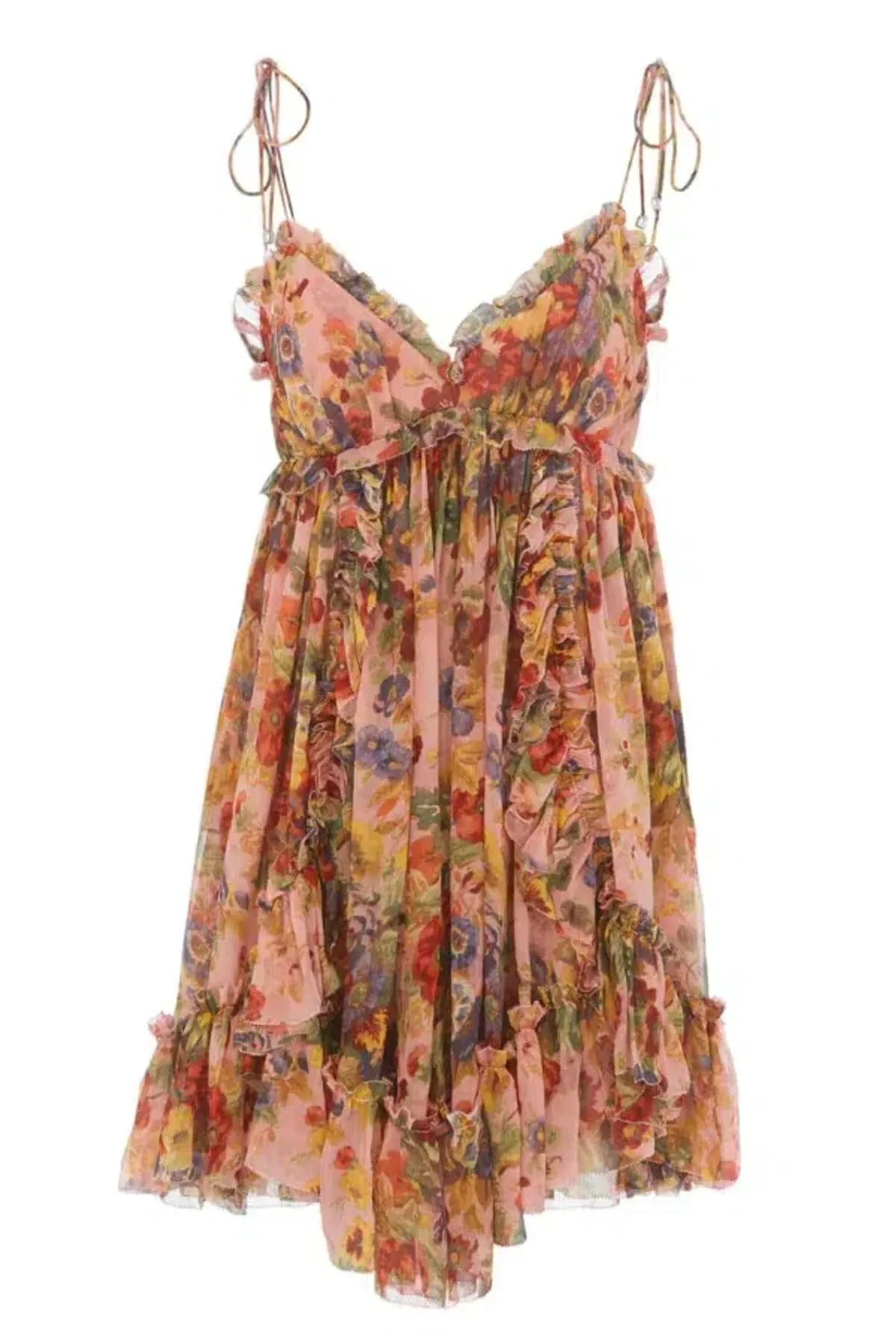 Zimmermann Lovelorn Frill Mini Dress Blush Floral Size 1 / UK 10 - Image 3