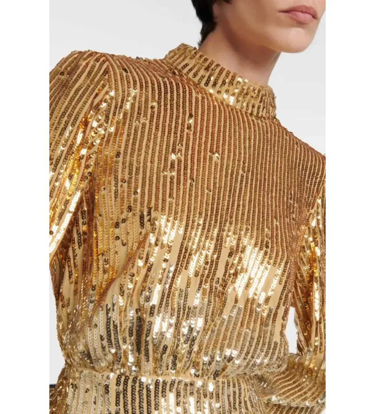 RIXO Samantha Mini Dress Gold Sequin Size S / UK 10 - Image 3