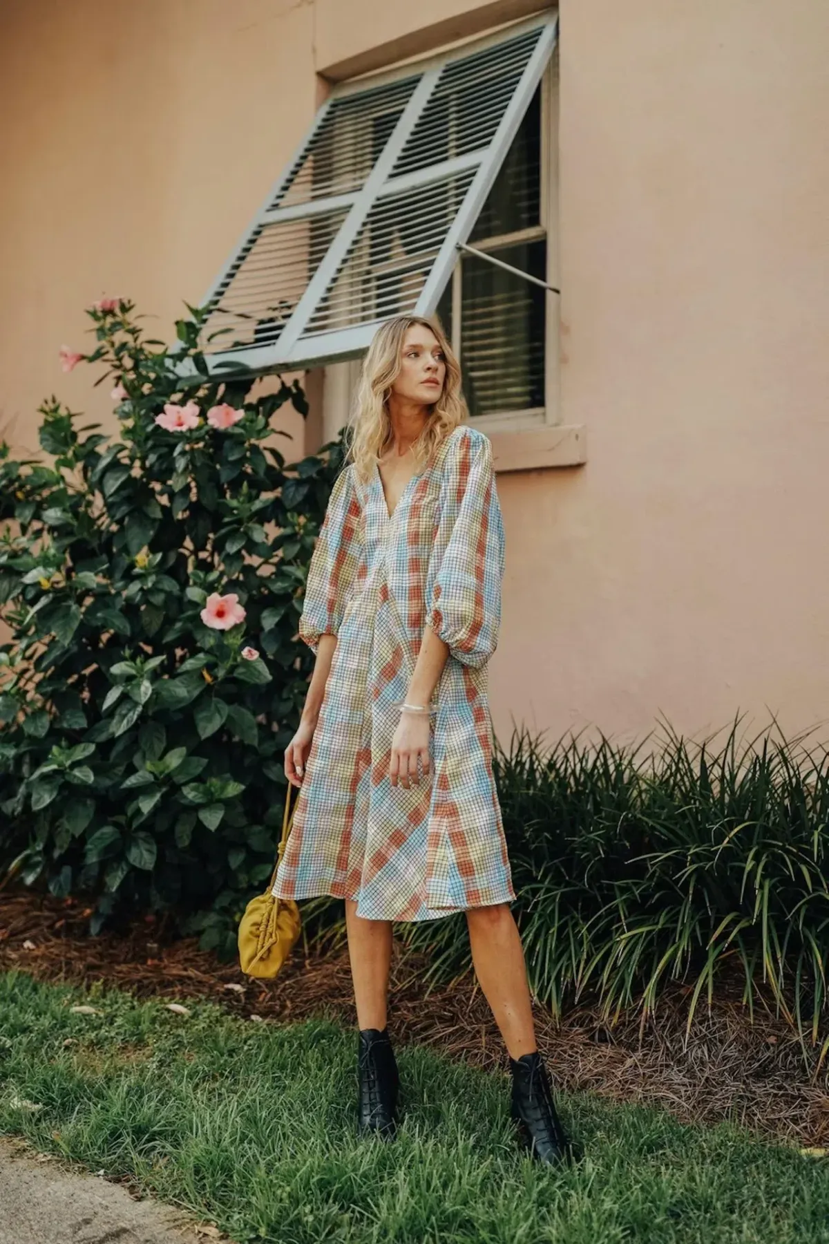 Ganni Seersucker Check Midi Dress Multi Size 38 / UK 10 - Image 8