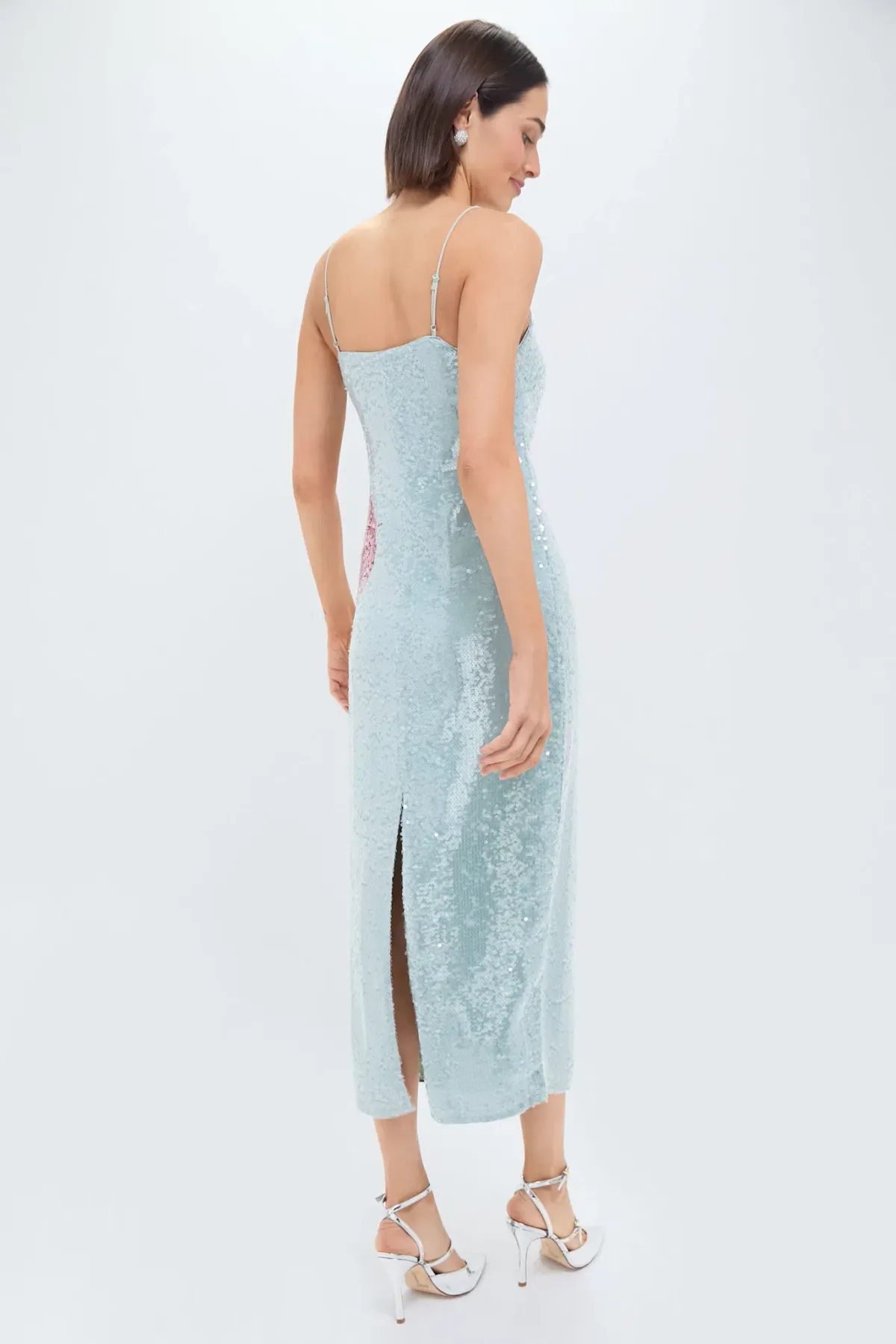 Farm Rio Anthurium Flowers Slip Maxi Dress Blue Sequin Size M / UK 12 - Image 3