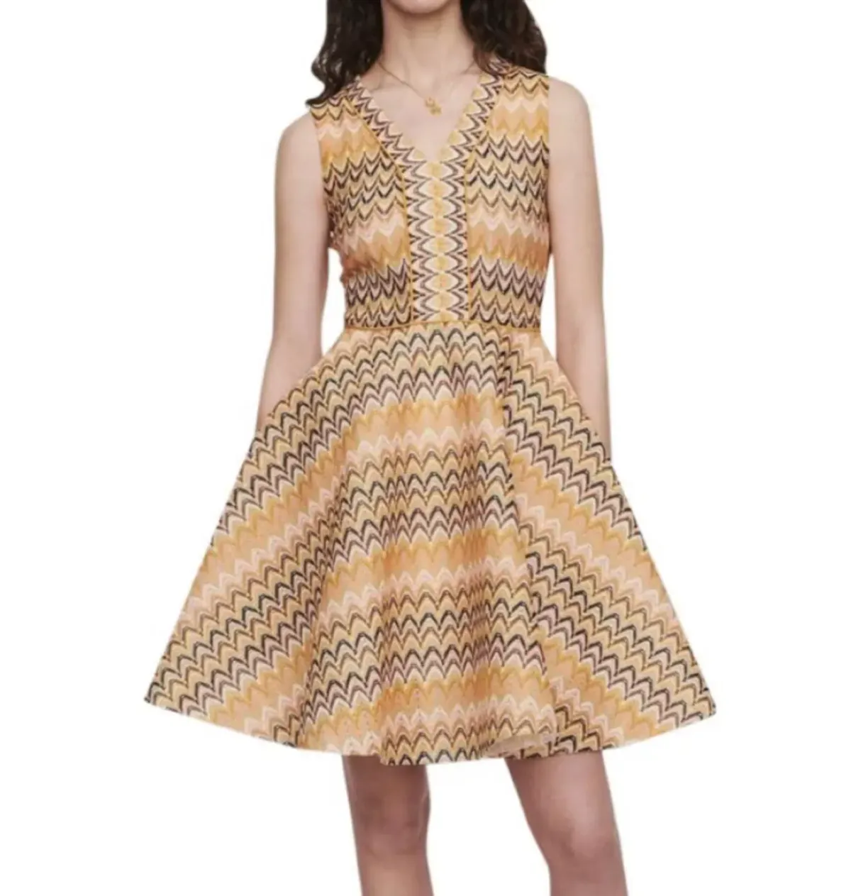 Maje Reinetta Chevron Mini Dress Print Size 12 - Image 1