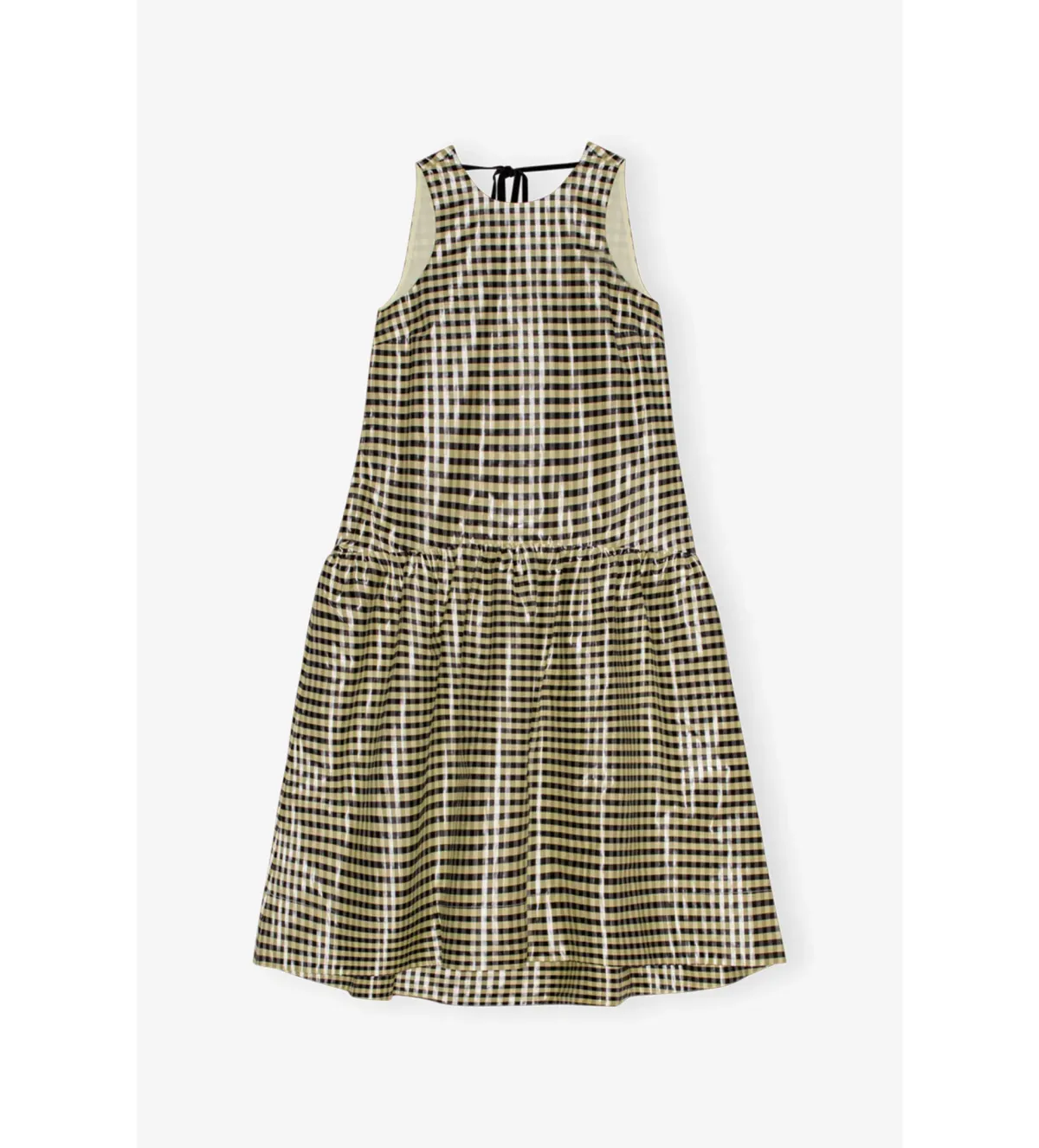 Ganni Icing Shiny Check Jacquard Midi Dress Print Size UK 10 - Image 5