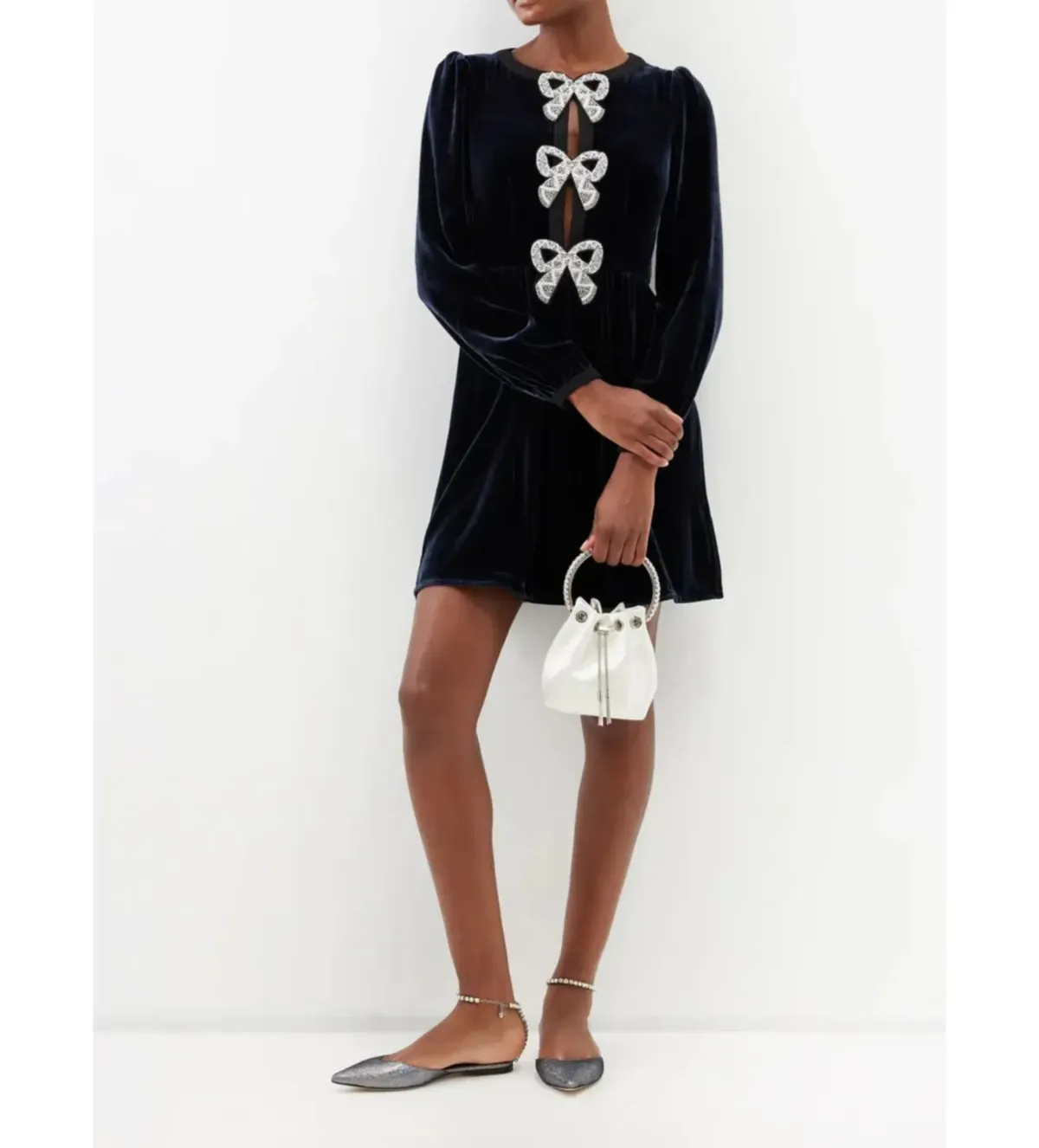 Saloni Camille Mini Dress  Navy Size UK 12 - Image 1