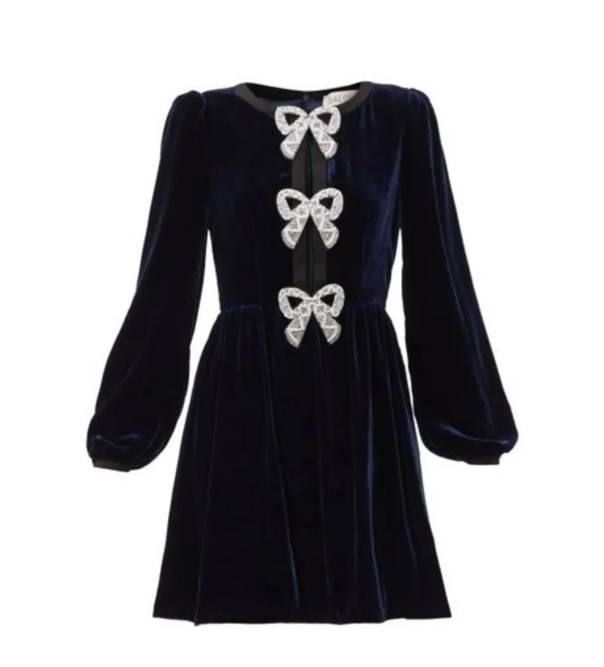Saloni Camille Mini Dress  Navy Size UK 12 - Image 4