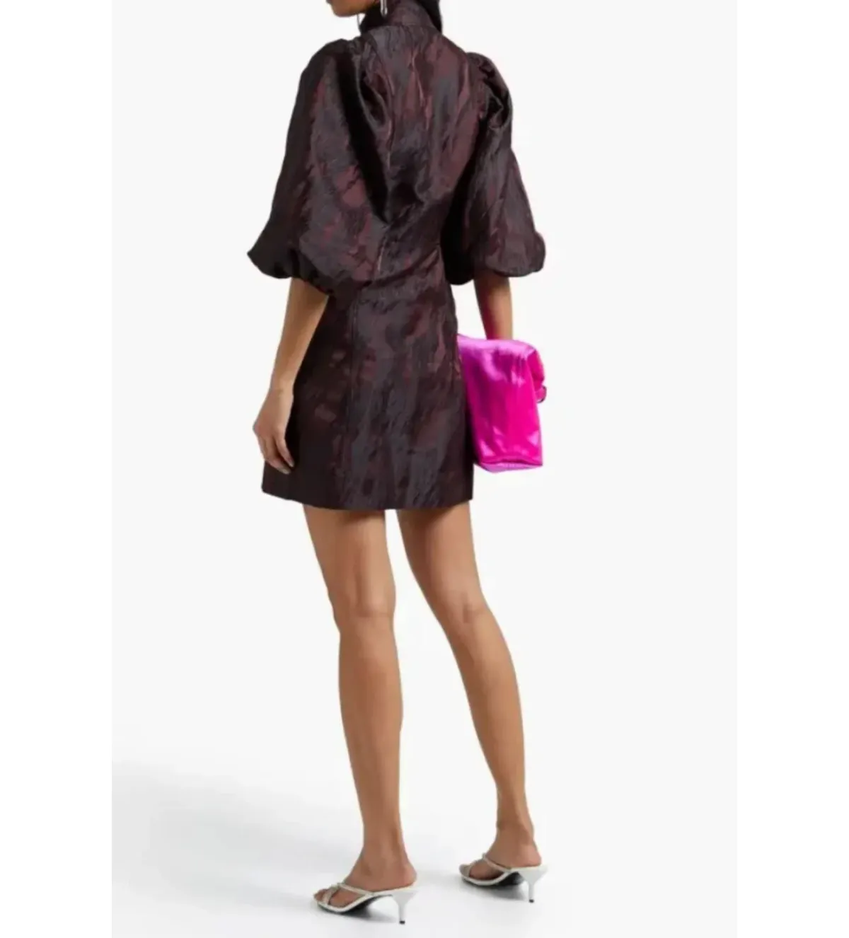 Ganni Jacquard Mini Dress Multi Size UK 10 - Image 3