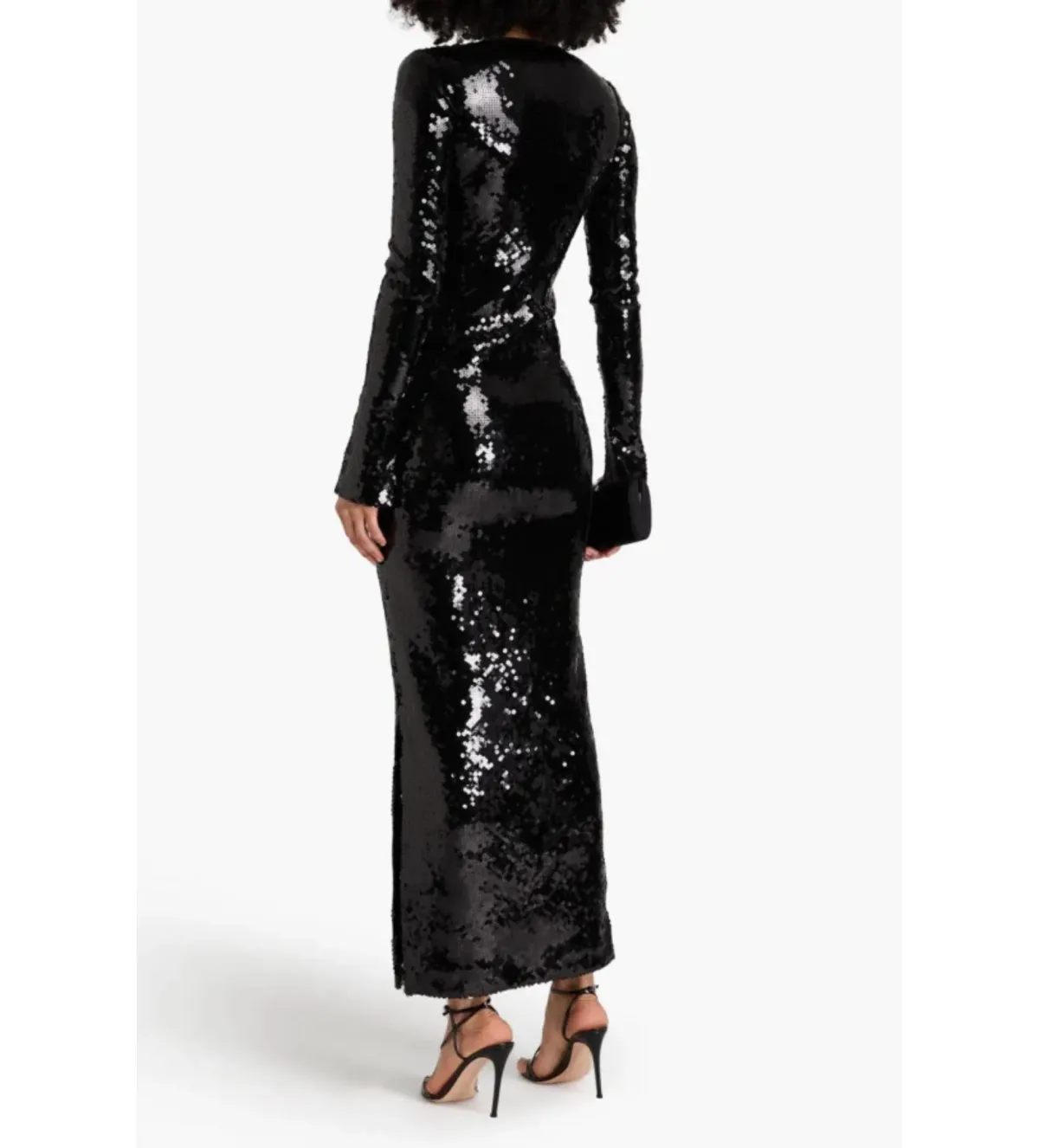 16ARLINGTON Solaria Maxi Dress Black Sequin Size UK 10 - Image 2