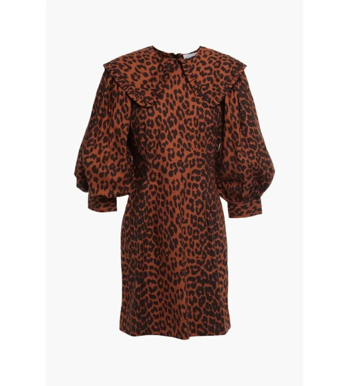 Ganni Leopard Print Poplin Bib Mini Dress Animal Print Size UK 12 - Image 4