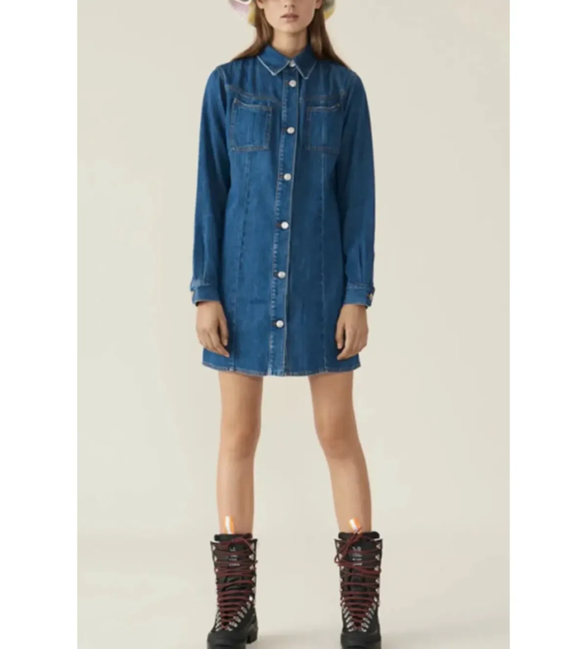Ganni Denim Shirt Mini Dress Blue Size UK 12 - Image 1