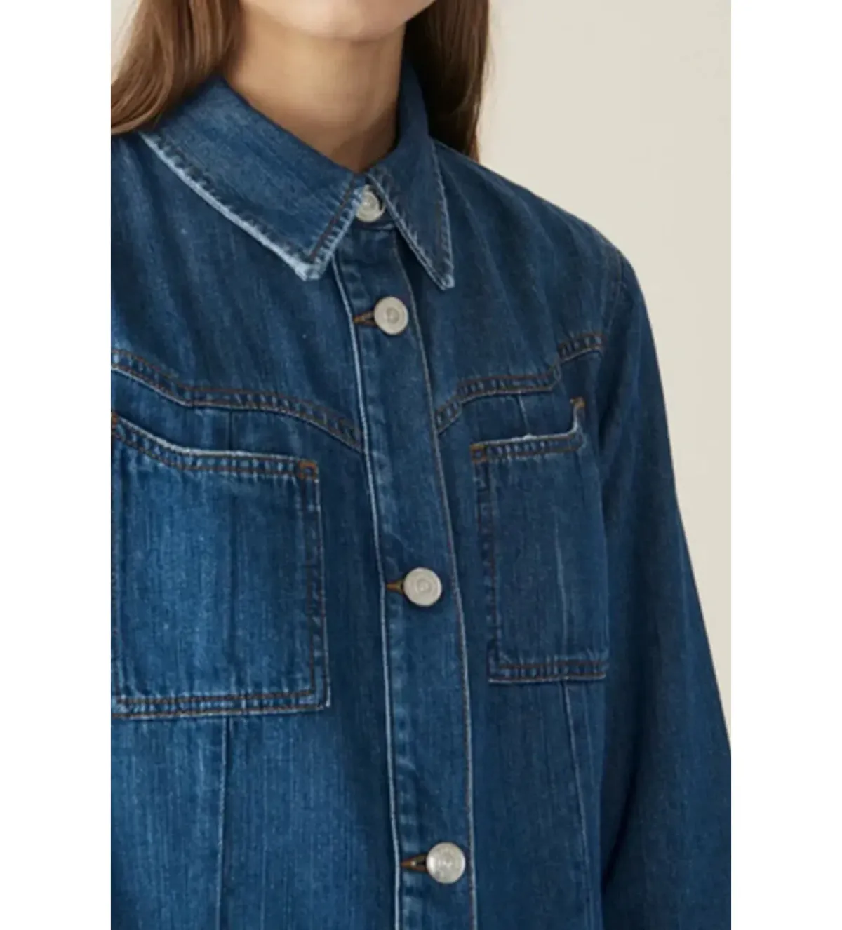 Ganni Denim Shirt Mini Dress Blue Size UK 12 - Image 2