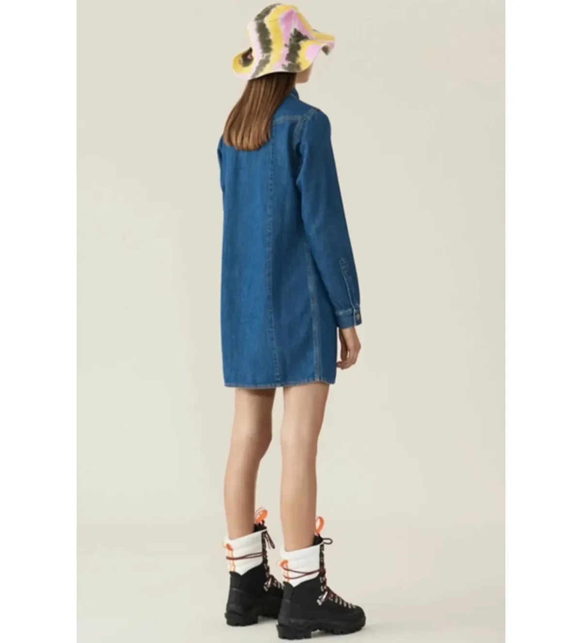 Ganni Denim Shirt Mini Dress Blue Size UK 12 - Image 3