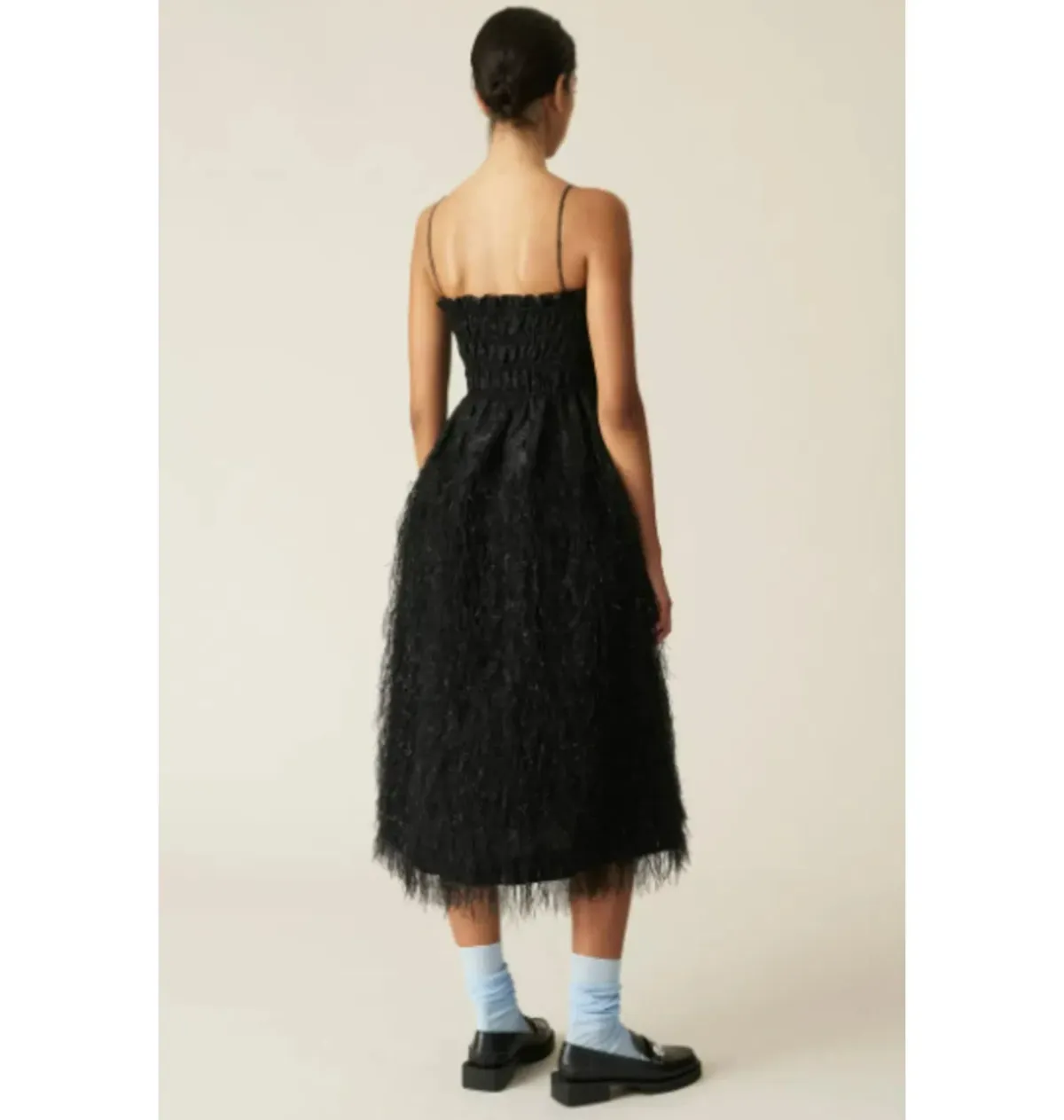 Ganni Feathery Midi Dress Black Size UK 8  - Image 3