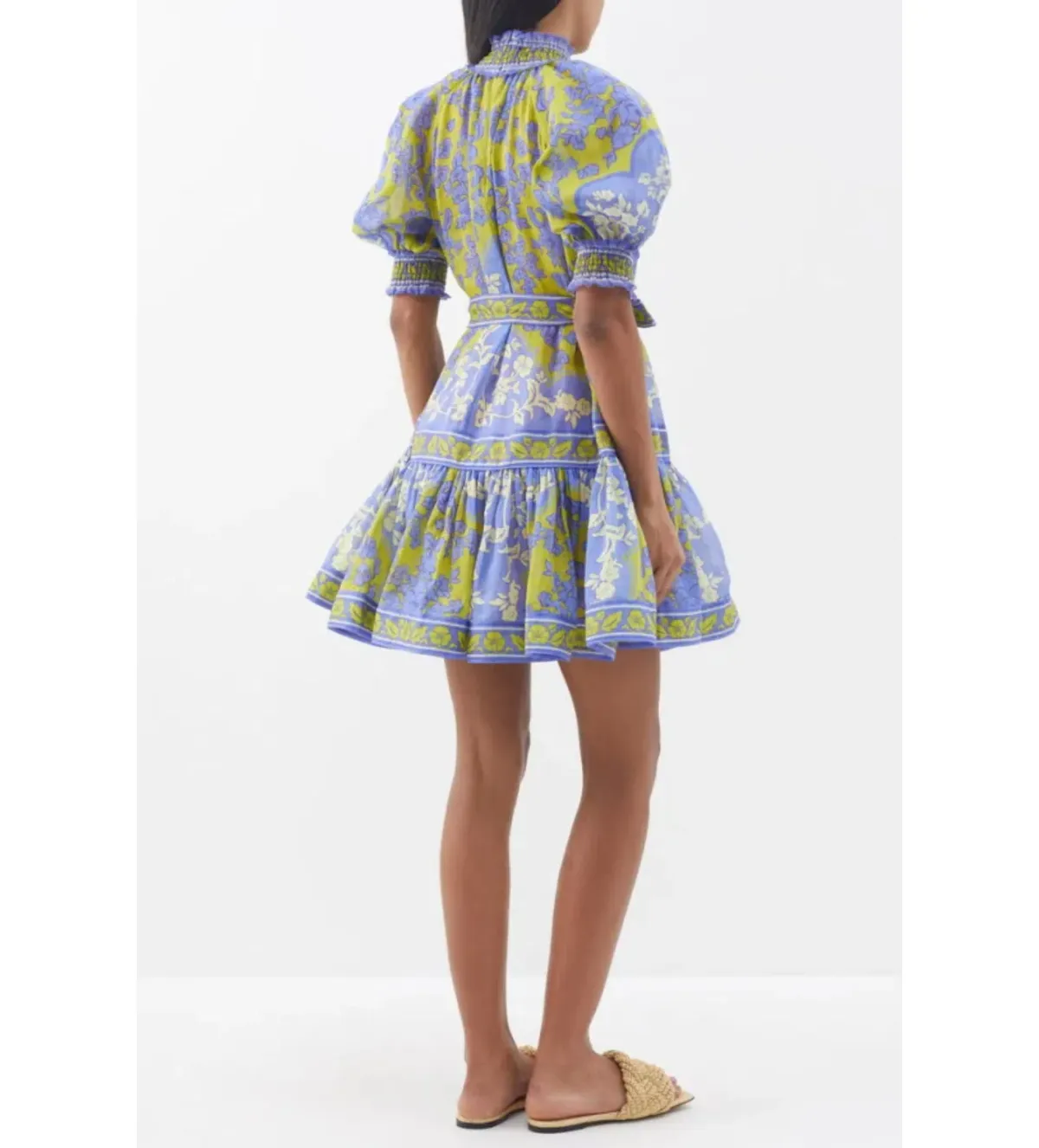 Zimmermann Raie lantern Mini Dress in Blue Size 1/ UK 10 - Image 2