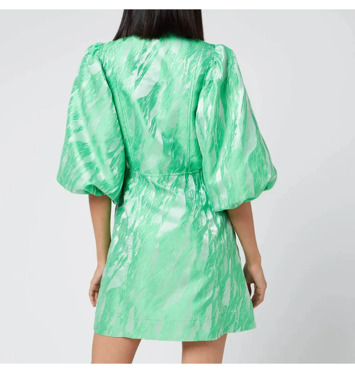 Ganni Jacquard Mini Dress Green Size UK 12 - Image 4