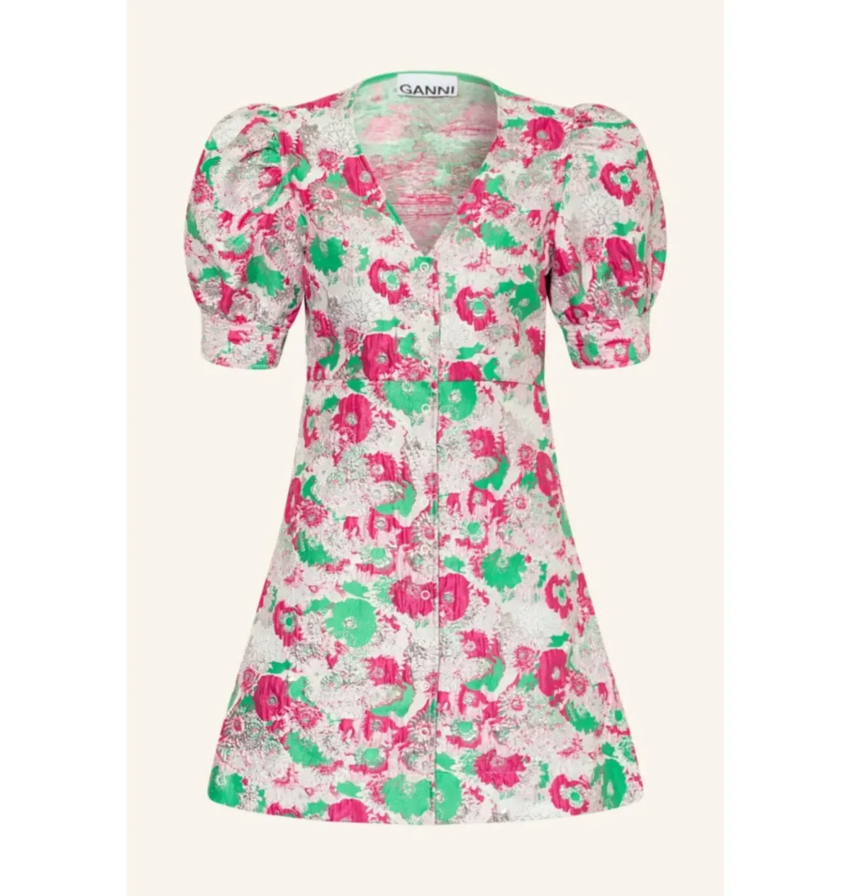 Ganni Jacquard Mini Dress Floral Size UK 12 - Image 5
