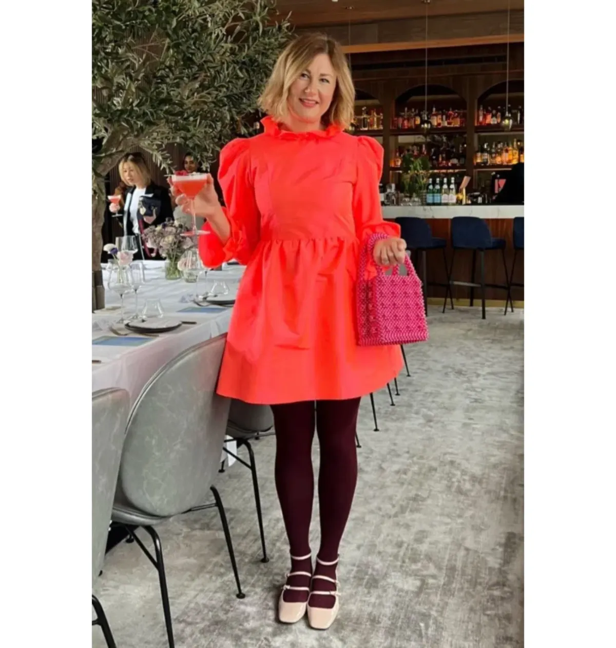 Batsheva Ruffled Neon Taffeta Mini Dress Orange Size 12 - Image 5