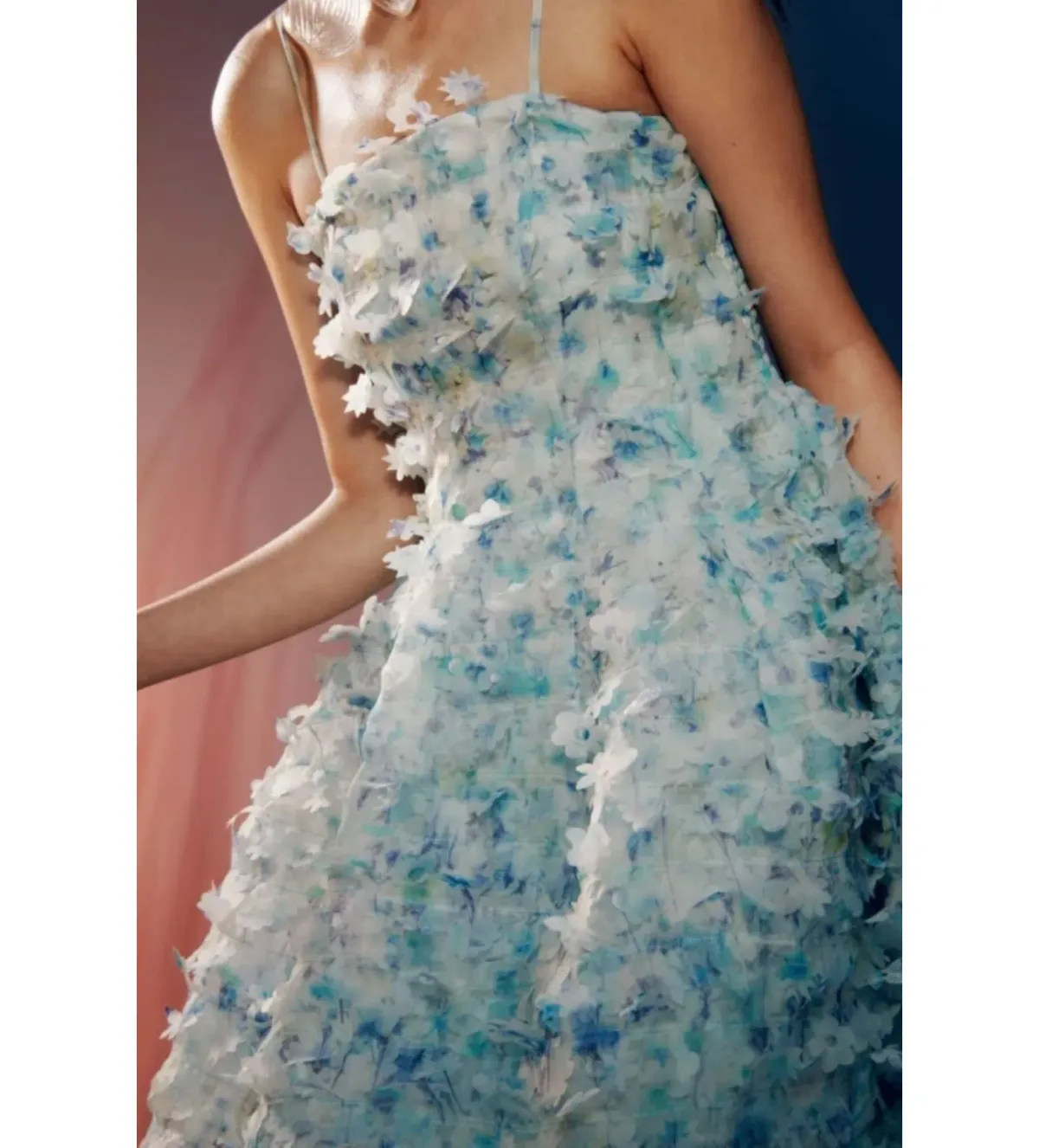 Susan Fang x & Other Stories Floral Appliqué Midi Dress Multi Size UK 12 - Image 3