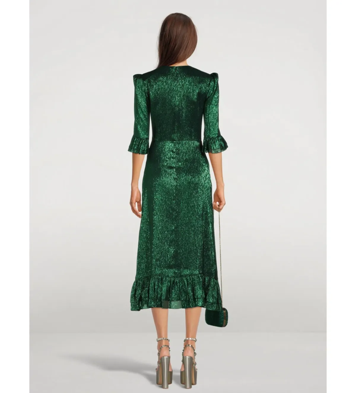 The Vampire’s Wife Falconetti Midi Dress Metalic Green Size UK 14 - Image 3
