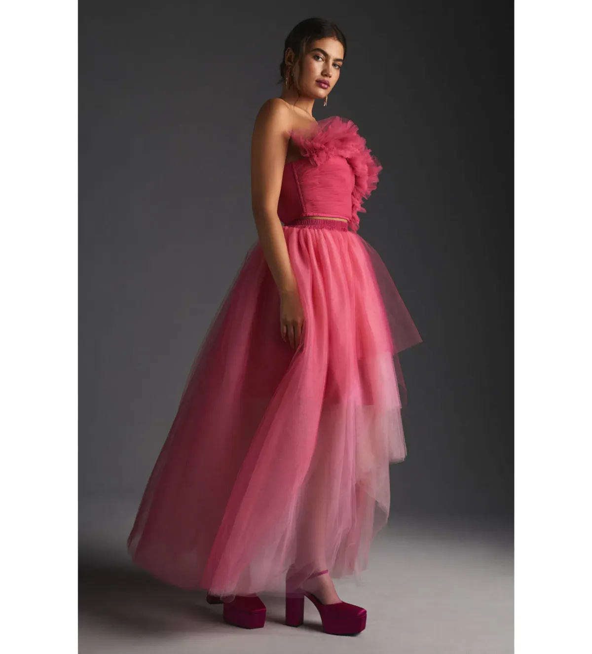 HUTCH Tulle Midi Skirt Pink Size M / UK 10 - Image 1