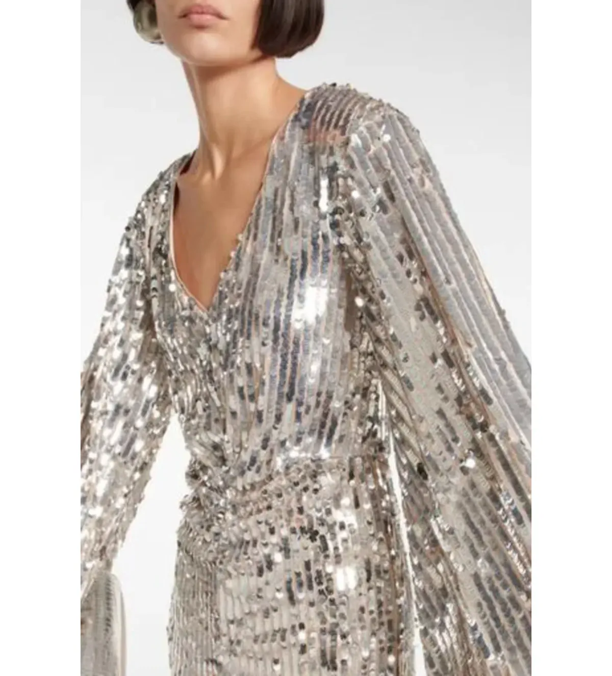 Rotate By Birger Christensen Orin Jumpsuit Silver Sequin Size UK 10 - Image 2