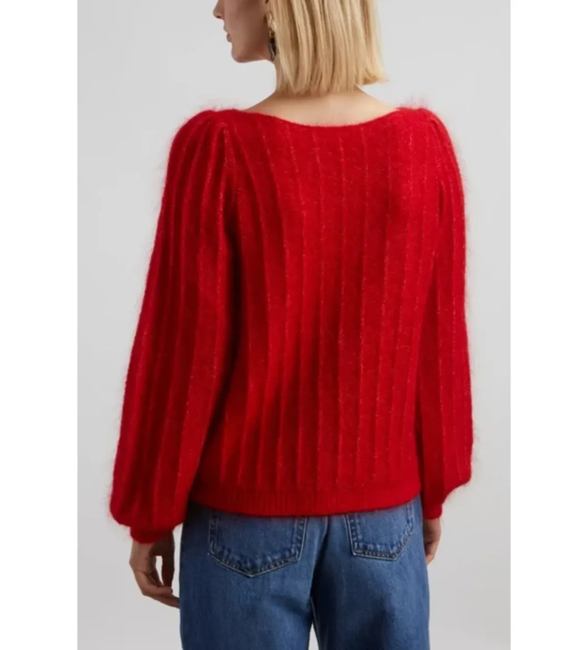 Sezane Aretha Wool Mohair Jumper Red Size UK 10 - Image 3