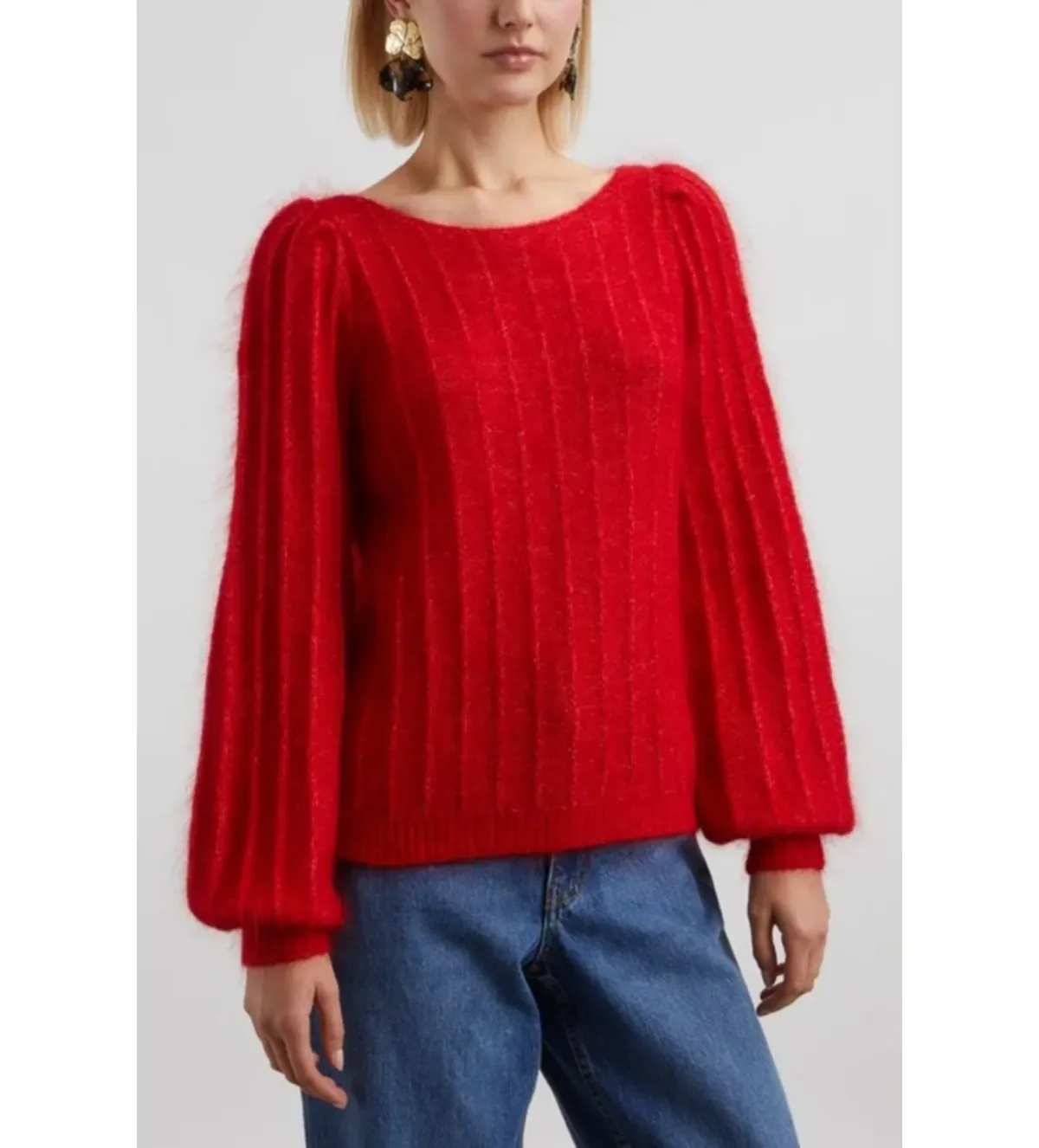 Sezane Aretha Wool Mohair Jumper Red Size UK 10 - Image 2