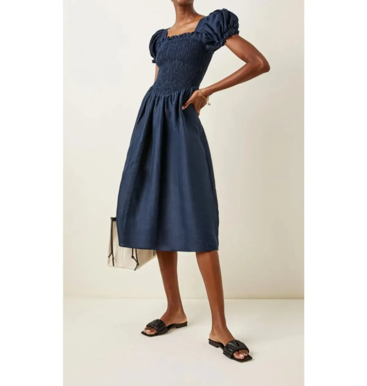 Sleeper Belle Midi Dress Navy Blue Size 10 - Image 2