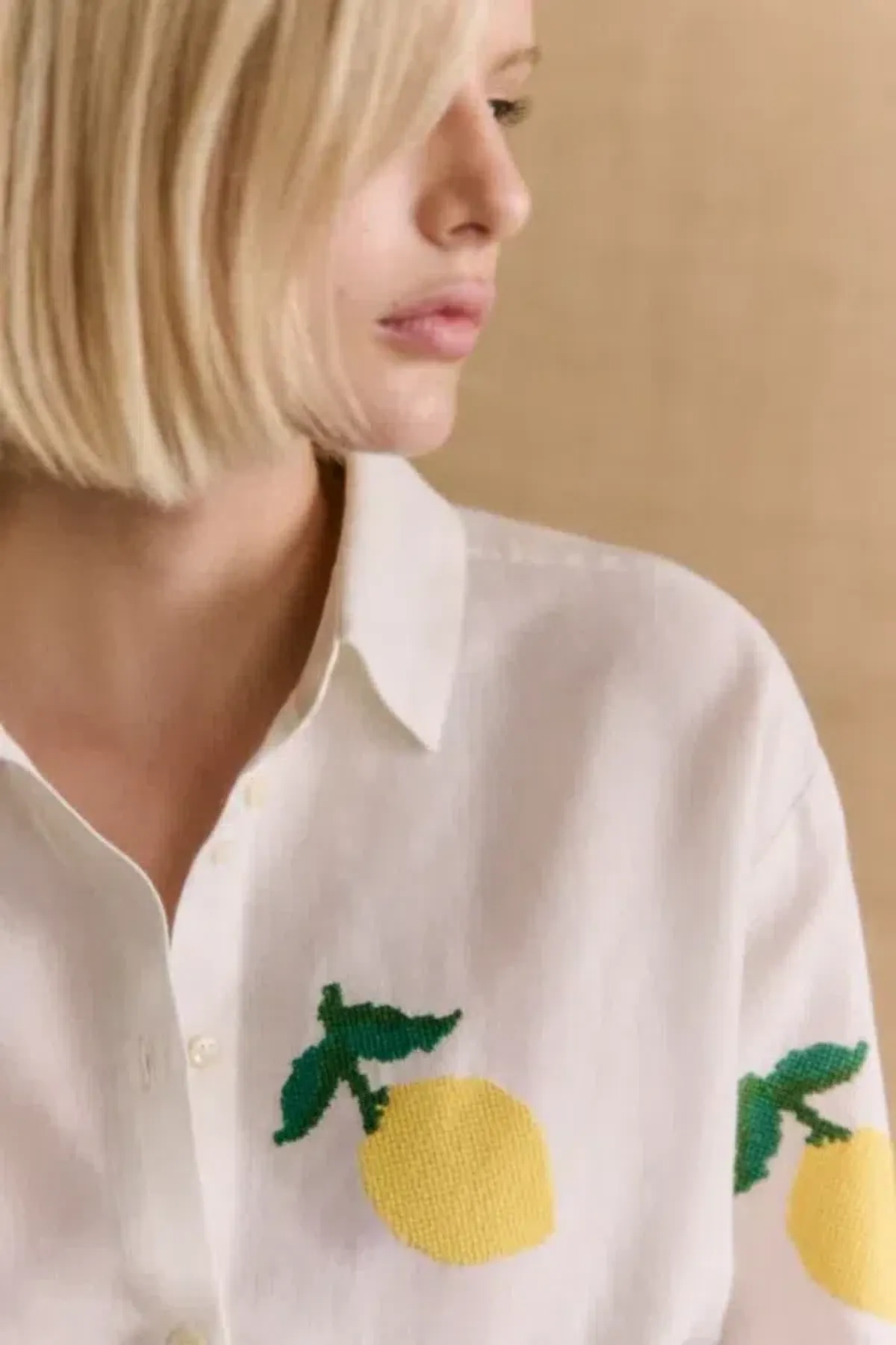 Sezane Marzia Lemon Shirt Print Size 12 - Image 1