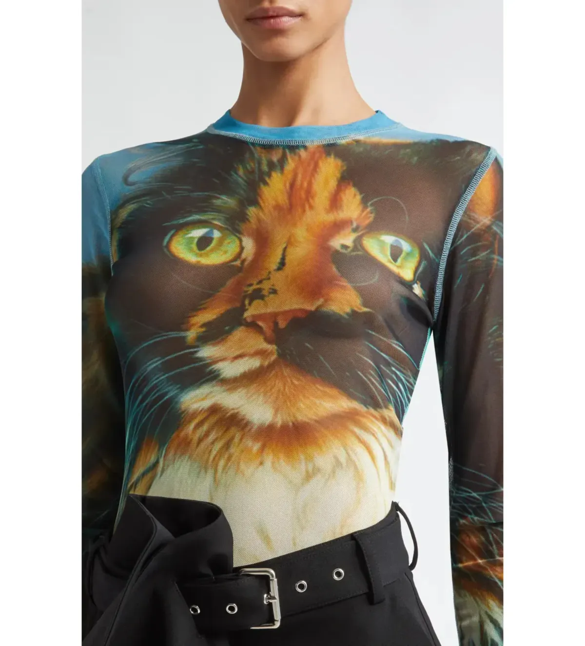 JW Anderson Mesh Cat Top Print Size UK 10 - Image 1