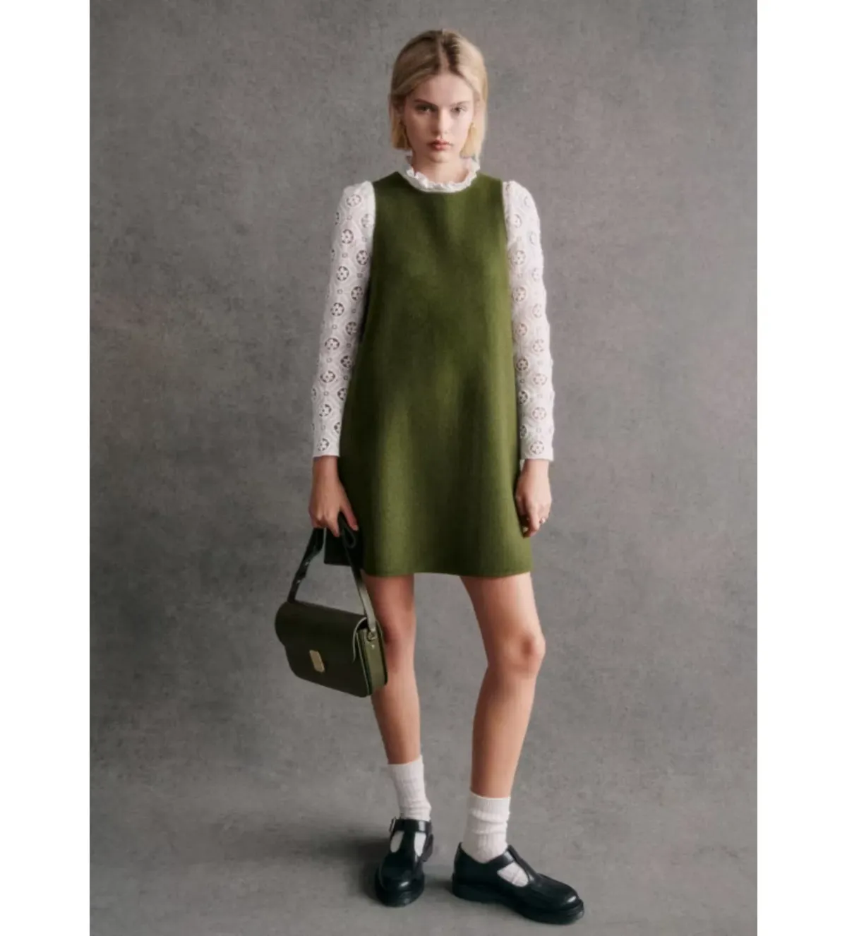 Sezane Nicia Mini Dress Green Size UK 12 - Image 1