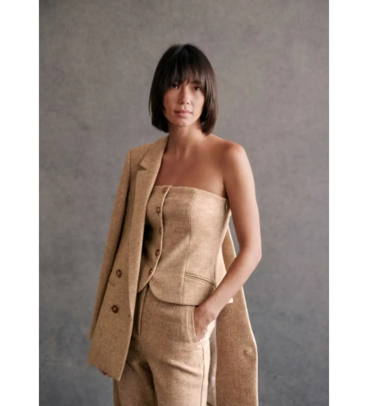 Sezane Marlon Blouse Beige Size UK 12 - Image 1