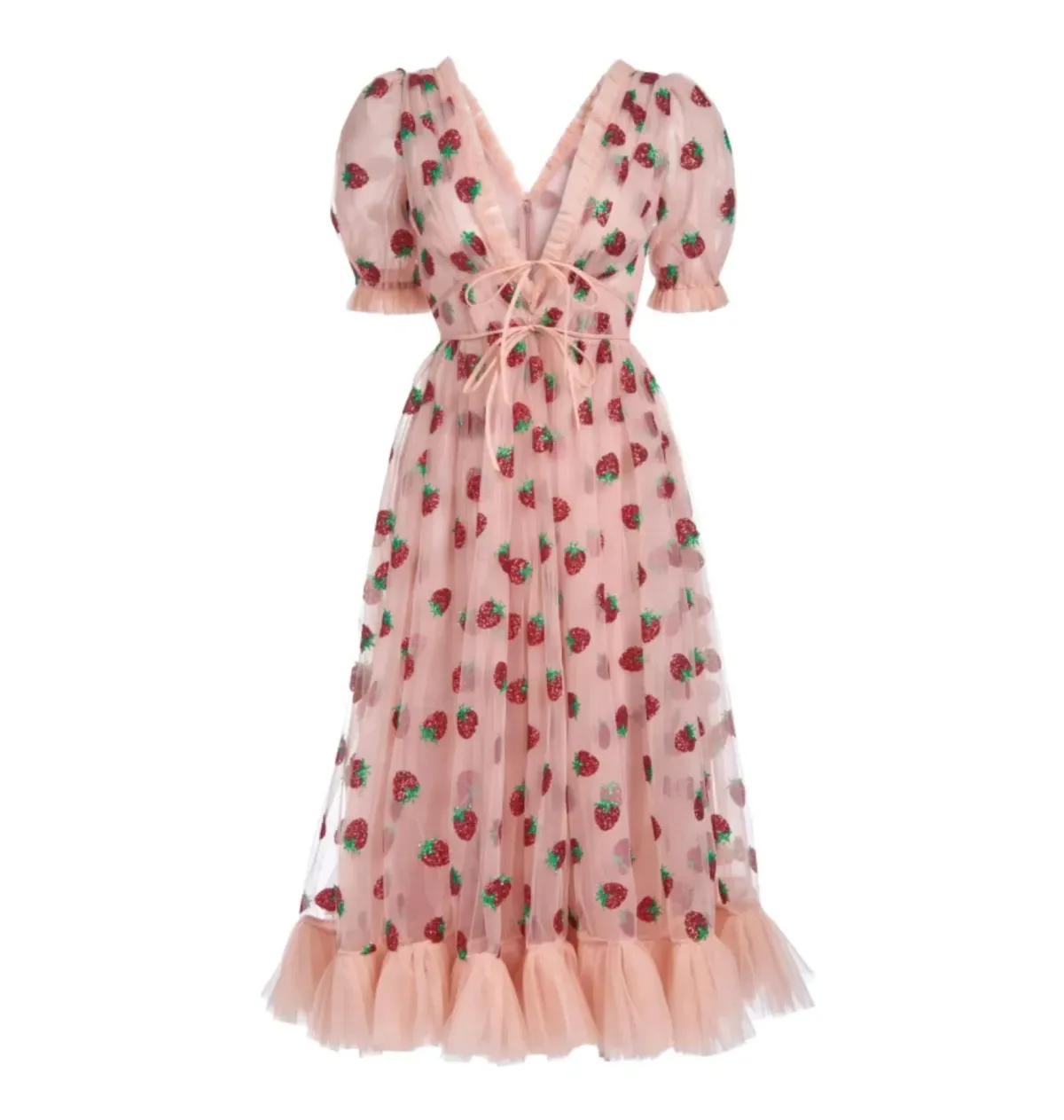 Lirika Matoshi Strawberry Midi Dress Print Size 12 - Image 3