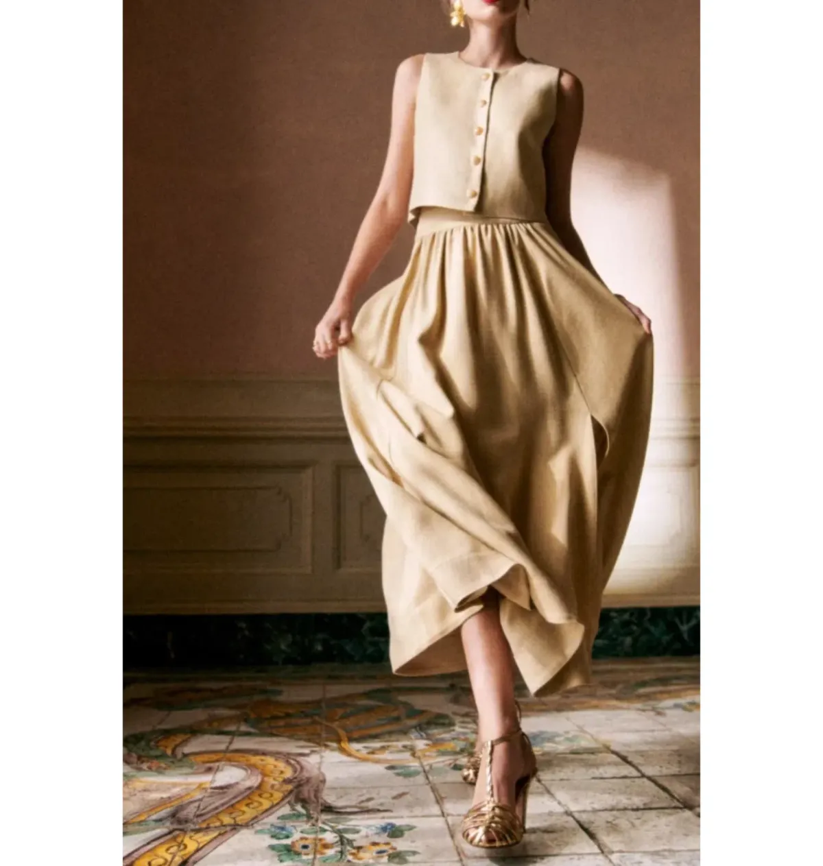 Sezane Altea Blouse Beige Size 12 - Image 2