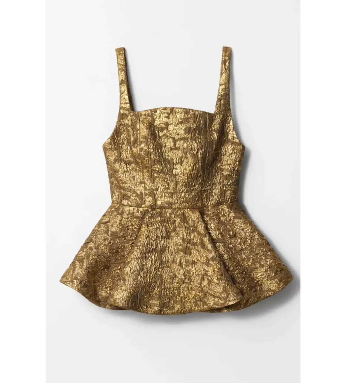 & Other Stories Metallic Jacquard Peplum Top Gold Size UK 12 - Image 1