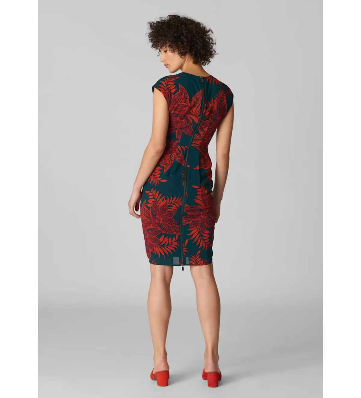 Whistles Silk Bodycon Dress in Palmyra Print Size UK 12 - Image 2