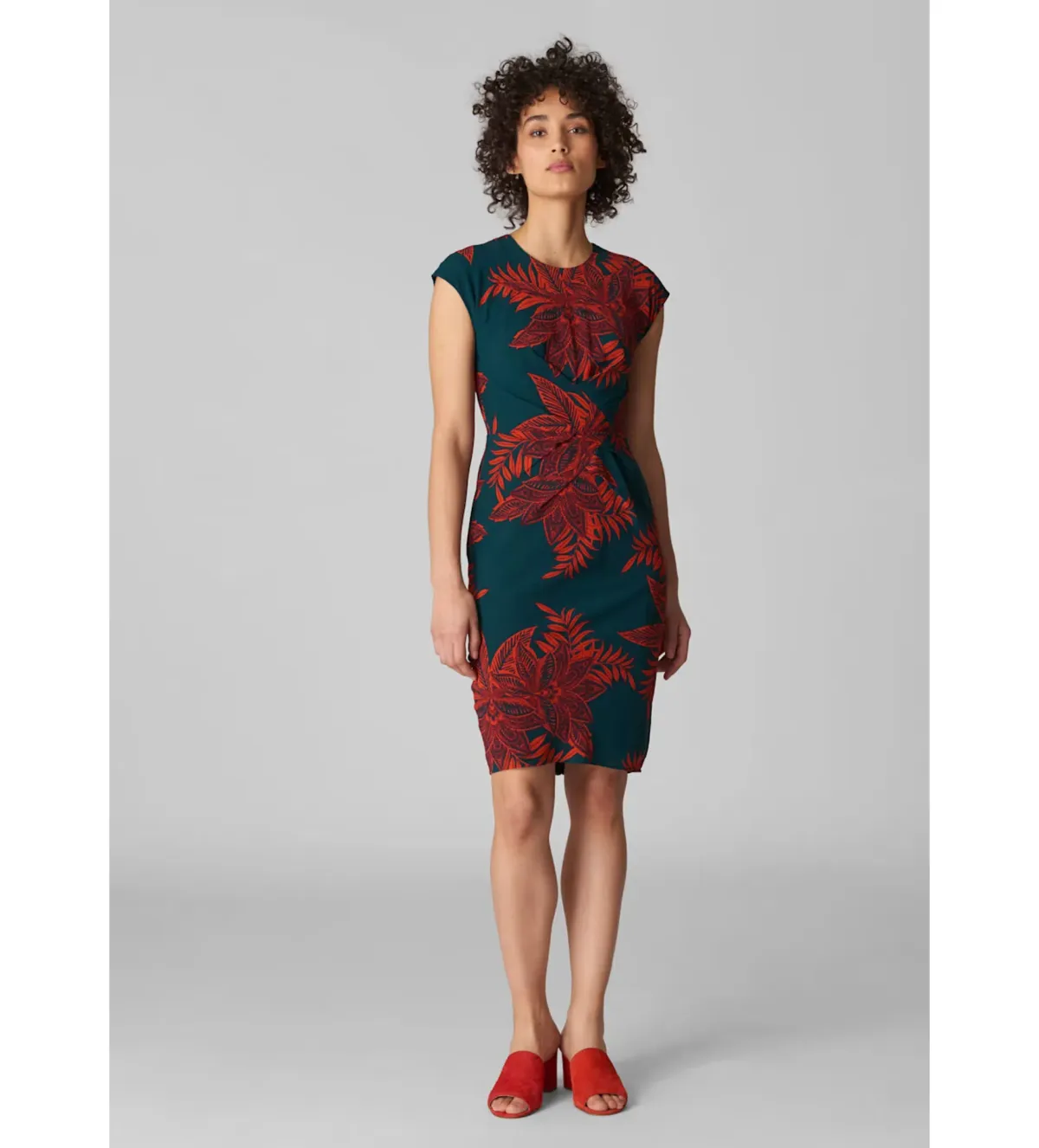 Whistles Silk Bodycon Dress in Palmyra Print Size UK 12 - Image 1