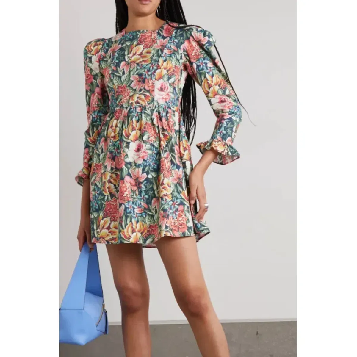 Batsheva Gathered Floral Print Mini Dress Size UK 12 - Image 1