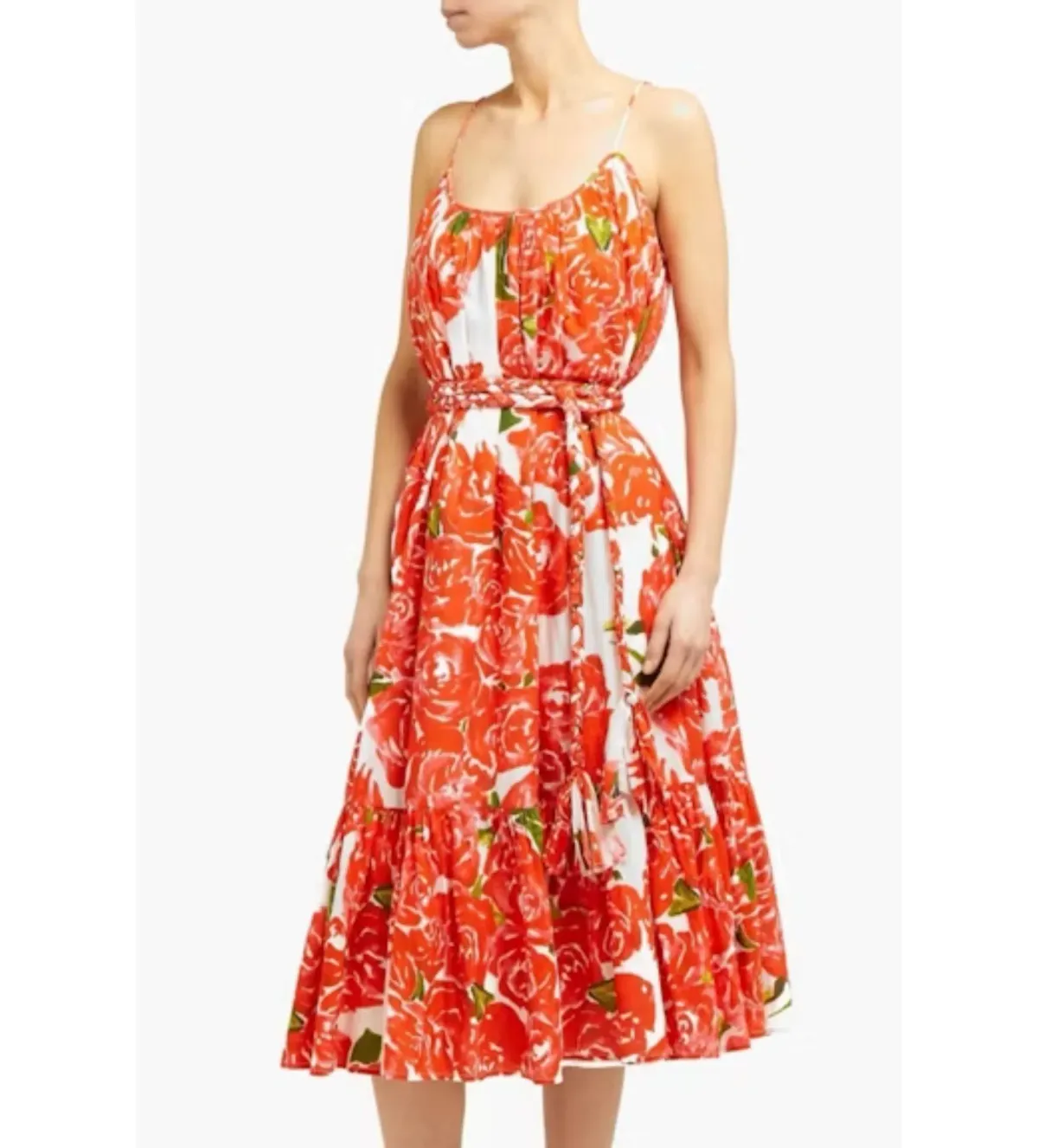 Rhode Lea Tiered Cotton Poplin Dress in Floral Print Size UK 12 - Image 1