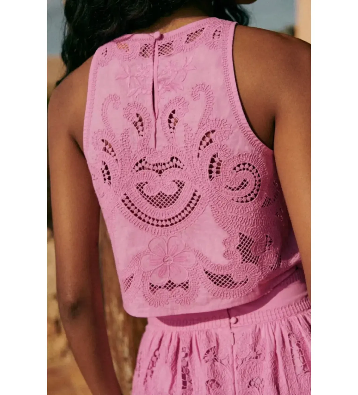 Sezane Rent Uanna Top and Sophie Skirt Set Pink Size UK 12  - Image 3