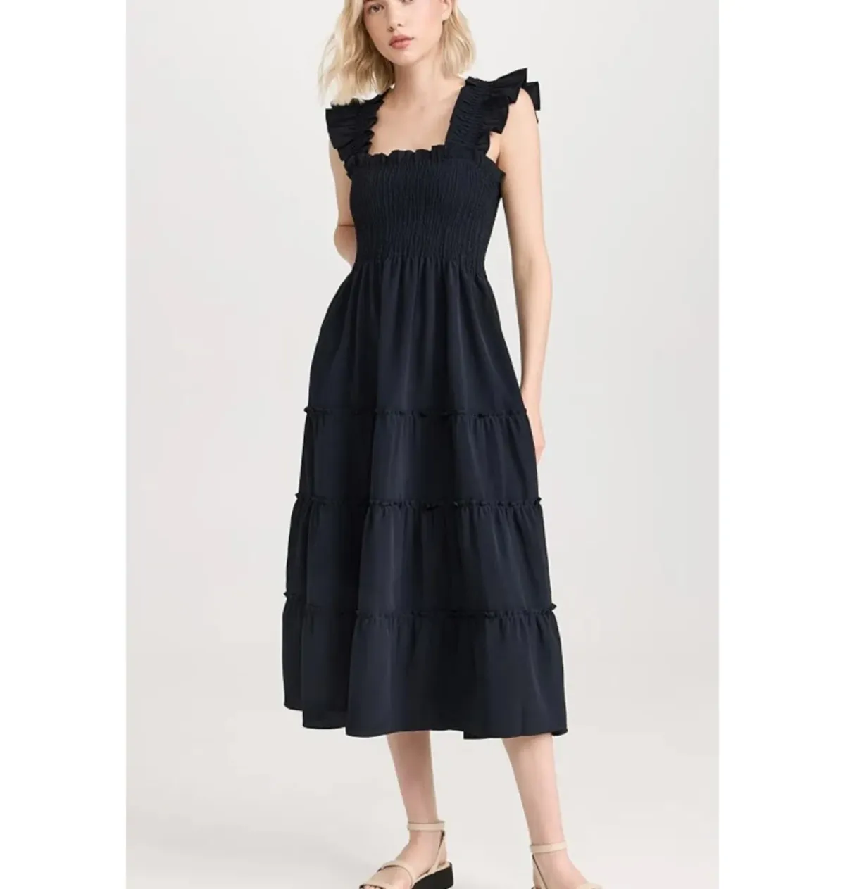 Hill House Home The Ellie Nap Midi Dress Black Size 10 - Image 1