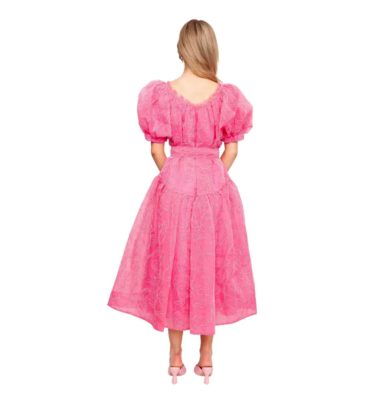  Aje  Evangeline Cornelli Midi Dress in Protea Pink Size UK 12 - Image 3