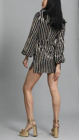 Rixo Samantha Sequin Mini Dress Mono Gold Size UK 12 for rent on The Volte - image 3