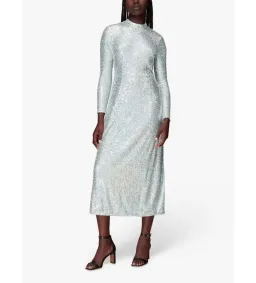 Whistles Silver Sequin Column Dress Silver Size UK 10 for rent on The Volte - image 2