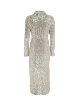 Mint Velvet Silver Sequin Midi Dress Size UK 10 for rent on The Volte - image 2