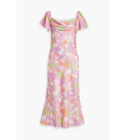 Olivia Rubin Amelia Midi Dress Floral Pink UK Size 12 for rent on The Volte - image 4