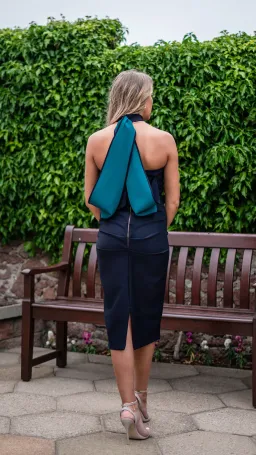 Kevan Jon Akash Midi Dress Navy Size UK 10 for rent on The Volte - image 2